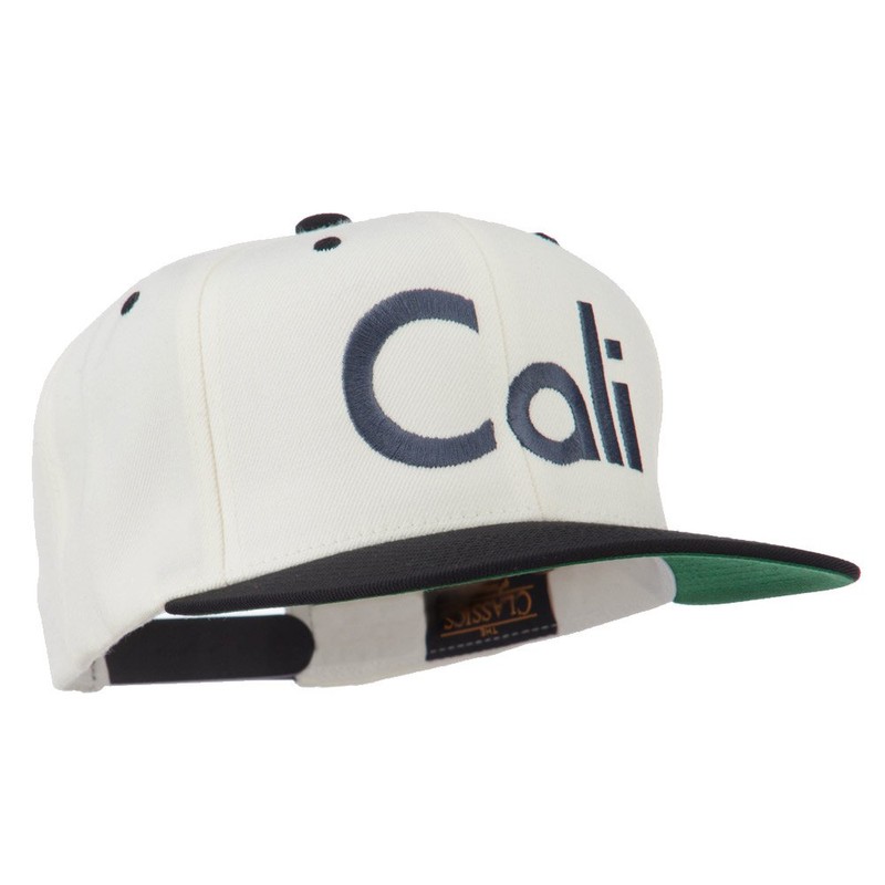 e4Hats.com Cali Embroidered Snapback Cap - Natural Black OSFM