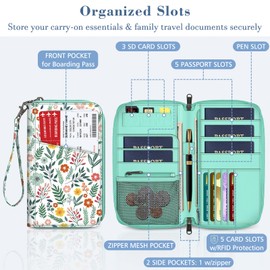 FINTIE Family Passport Holder Wallet, RFID Blocking Travel Document Organizer Clutch Bag Credit Cards Case Cover for Women Men, Spring
