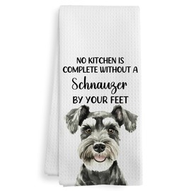 XNXLDYLH Funny Schnauzer Dog Kitchen Towels, Mini Miniature Schnauzer Gifts for Women Men Kids Dog Lovers, Schnauzer Ornament, Schnauzer Decor Dish Hand Tea Towels for Bathroom Kitchen, 16x24 Inches