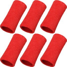 WILLBOND 6 Inch Wrist Sweatband Sport Wristbands Elastic Athletic Cotton Wrist Bands for Sports (Red)