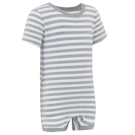 Kaycey Popper Vest Short Sleeve Bodysuit With Crotch Snap Closure, Adaptive Clothing for Kids with Special Needs, Soft Cotton, Grey/White, 5-6 Years