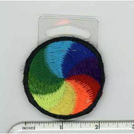 Unbranded Hand Embroidered rainbow spiral mini Patch Fair Trade Nepal 2" round