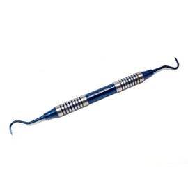 Dental Anterior Posterior Sickle Scaler H6/H7 Periodontal Instrument, Stainless Steel Oral Hygiene Instrument, Hollow Handle Blue Titanium Coated Double Ended Dental Veterinary Instrument