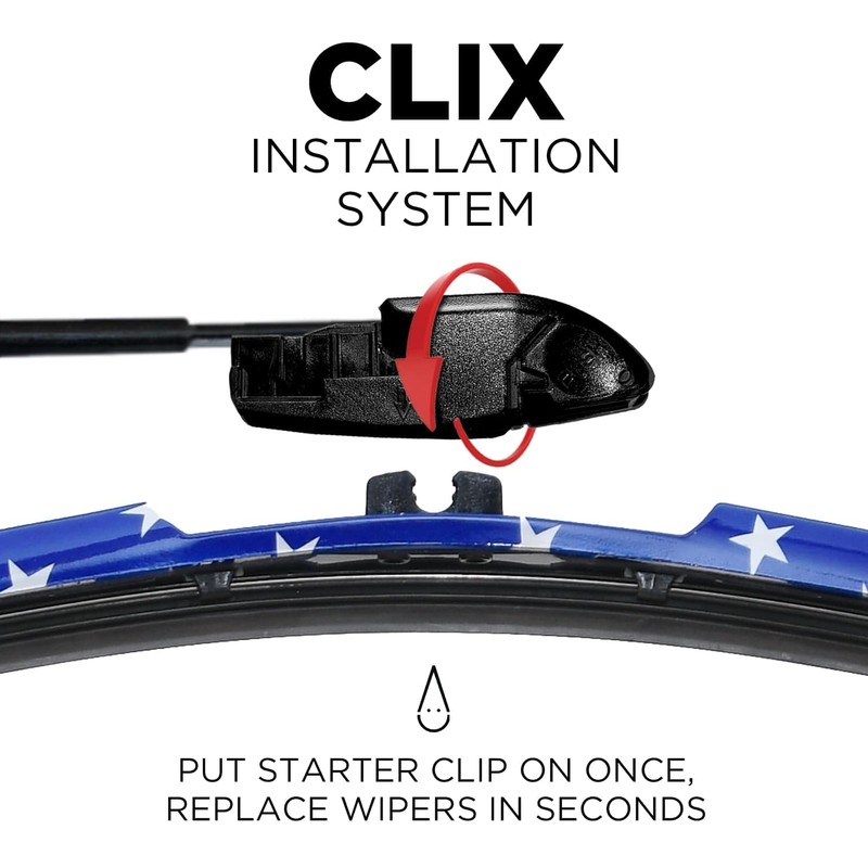 Clix Wipers - 14" Stars Patriotic Automotive Replacement Wiper Blade