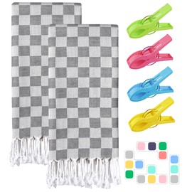 2 Packs Turkish Beach towel Blanket Bath Pool Towel Swim Supplies Swimsuit Coverups Swim Cover Ups Women Bikini Sarong Wrap Swimwear Bathing Room Accessories Clip Bag Lounge Chair Tent Umbrella