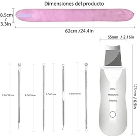 Limpiador Facial Ultrasónico Skin Scrubber con Espátula Kit Limpieza Extractores de Puntos Negros,Carga USB,Tecnología ultrasónica de alta frecuencia, Fundas de Silicona