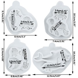 Lingzhi Sea Animal Fondant Molds Dolphin Sillicone Mold Turtle Crab Clown Fish Seahorse Octopus Molds for Marine Theme Cupcake Topper Chocolate Candy Sugar Craft Gum Paste Polymer Clay Set Of 4