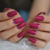 Slim Gorgeous Fake Nails Matte Rose Red with Metallic Moo