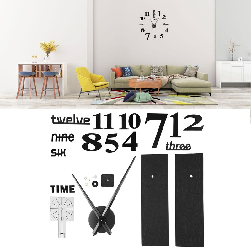 Frameless DIY Wall Clock Modern Mirror Wall Sticker for Home