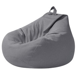 Highdi Large Bean Bag Without Fillings - Cotton Linen Durable & Comfortable, Grey Storage Bean Bag Chair for Living Room/Bedroom/Gaming Room, Perfect for Adults & Teens, Childrens