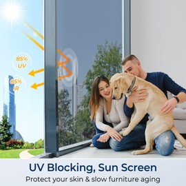 LUTE One Way Window Privacy Film, Window Tint for Home, Sun Blocking UV Heat Blocker, See Out Not in Reflective Mirror Film, Removable Static Cling Glass Door Coverings, Silver, 17.5" x 78.7"