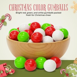 NY Spice Shop Christmas Gumballs - 150 Count Bulk Gummy Candy for Gumball Machines - Red, Green & White Colorful Stocking Stuffer Christmas Candies for Holiday Party Favors, Seasonal Snack & Fun Gifts -1 Inches