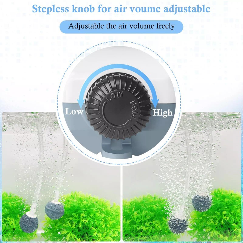 HITOP Dual Outlet Aquarium Electric Air Pump Whisper Adjustable Fish