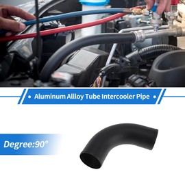 INFINAUTO 4" OD 90 Degree Bend 6064 Aluminum Alloy Tube Intercooler Pipe Surface Blasting Air Intake Connection Hose W/Double Bead Roll 3.9" Length Black