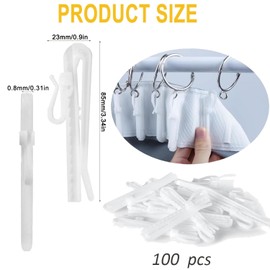 QOOWFEANIG 100pcs Plastic Curtain Hooks 3.35x1.18 Inch Adjustable Curtain Hooks Drapes Pinch Pleat Hooks Curtain Hook Ratchet for Shower Curtain Home Hotel Living Room Door Curtain and Shower Curtain