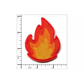 Patchwork Paradise Flame Fire Emoji Embroidered Iron On Patch - Red and Yellow Heat Symbol Badge