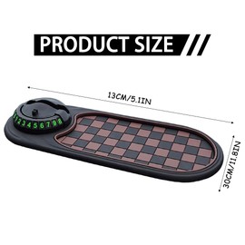 Alwodici Multifunctional Car Anti Slips Pad Vehicle-Mounted Anti-Slip Mat with Phone Holder Non Slip Cars Dashboard Mat With A Temporary Parking Number Rotating Car Phone Holder (Brown)