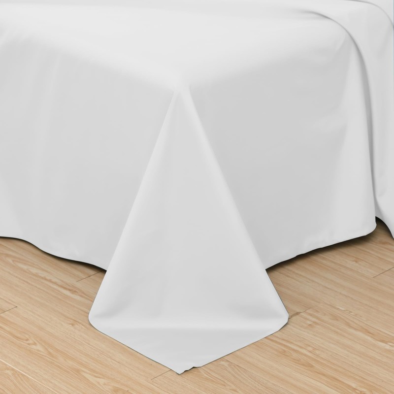 Toodou White Full Bed Top Sheet is Made of Soft
