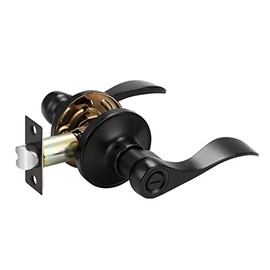 Probrico Door Handle Black Privacy Door Lever for Bathroom and Bedroom Doors Wave Style Interior Door Handles Reversible for Left&Right Handed Door,Classic Door Knobs,NO Keys