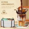 Drink Coasters with Holder,6 Pcs Palm Trees Beach Sunset Absorbent