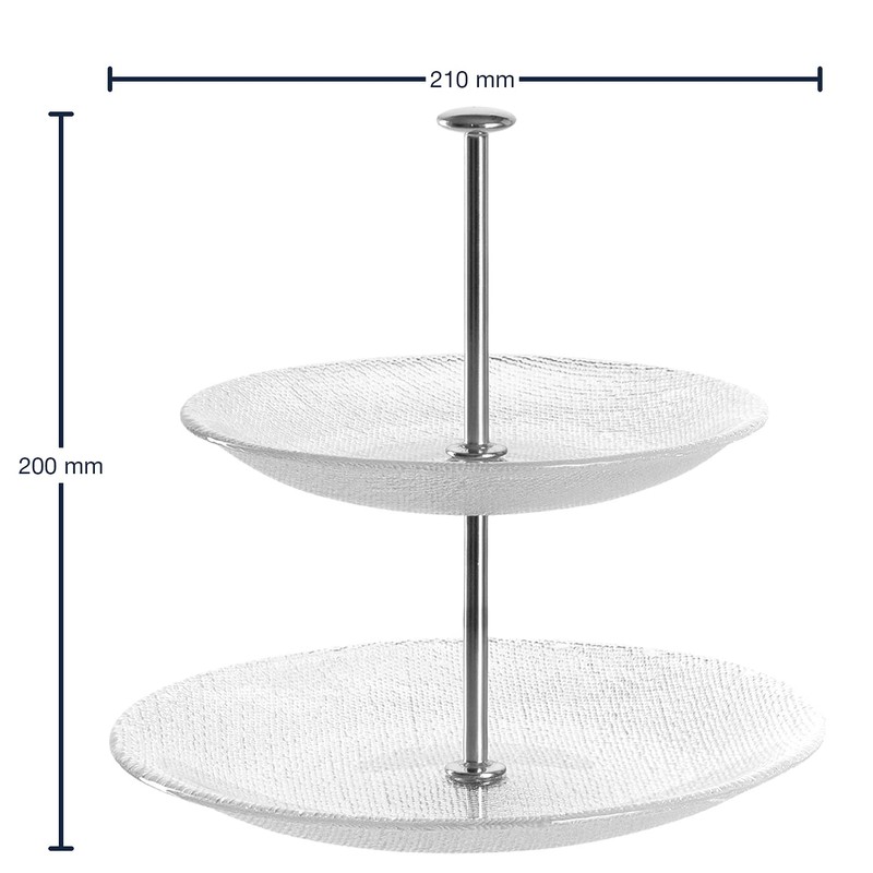 Leonardo Pralina 2-stöckige Etagere, 2-teilig, rund, klares Strukturglas, 024610
