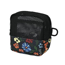 KiU K369-169 Travel Mesh Square Pouch, Travel Mesh Pouch, Unisex Mesh Pouch, Cosmetic Pouch, Gadget Pouch, Lightweight, Breathable, Business Trip, Travel, Psychedelic Flower