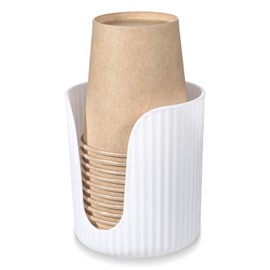 ElevateTech Bathroom Cup Dispenser, White Small Plastic Bathroom Cups Holder Mouthwash Cup Holder Paper Cups Accessories for Bathroom Kitchen Dining Room Countertop