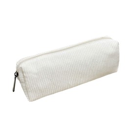 1 White Corduroy Pencil Case, Retro Corduroy Pencil Case, Solid Color Pencil Case, Student Storage Bag, School Pencil Case, Simple Pencil Case