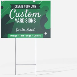 CustomForMe Custom Yard Sign With "H" Stakes – Customizable, Outdoor Yard Signs made from Corrugated Plastic, Easy to Design, Double Sided (18" x 24")