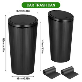Car Bin with Lid, Small Car Rubbish Bin with 2 Rolls of Bin Liners, Car Bin Interior, Waterproof & Odour-Inhibiting, Practical Mini Bin for Cars, Home, Office, Bedroom