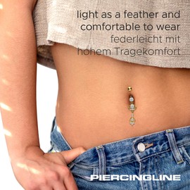 PIERCINGLINE Titanium belly button ring with 925 silver ORIENTAL DESIGN Navel Ring Belly Piercing 14G 10 mm Bar