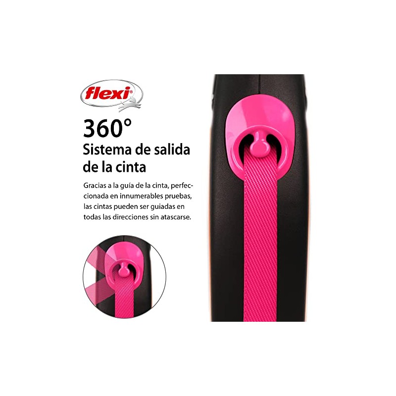 FLEXI Correa Neón Rosa Mediana Cinta