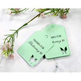 Butterfly Thank You Tags - Thanks for Fluttering By - 12pc (Green)