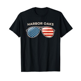 Harbor Oaks, FL Vintage US Flag Sunglasses T-Shirt