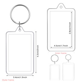 Yaomiao 15 Pieces Acrylic Photo Frame Keychain Holder 1.3 x 2 Inch Photo Picture Insert Blank Keyring for DIY Craft