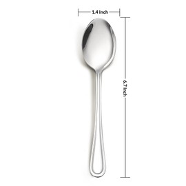 Teaspoon Set of 12, E-far 6.7 Inch Stainless Steel Spoons for Kitchen or Restaurant, Non-toxic & Mirror Polished, Easy to Clean & Dishwasher Safe