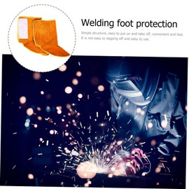 TEHAUX 1Pair Durable Welding Foot Protective Cover Cowhide Welding Shoe Protector for Safety Comfort for Welders Easy to Use Flame Resistant Design