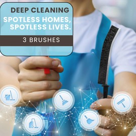 Hard Bristle Crevice Cleaning Brush - Small Scrub Brush for Toilet, Grout, Shower Tile, and Narrow Gaps - Durable Grout Brush with PET Bristles, Ergonomic Handle, Easy Storage - 3 Pack