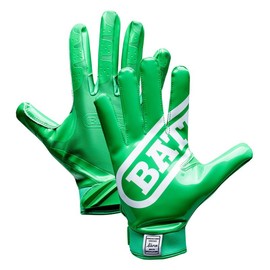 BATT Double Threat Receiver Football Gloves UltraTack Palm PerfectFit Material Reinforced Stitching 90-Day Durability Guarantee:_Green_Adult_XL