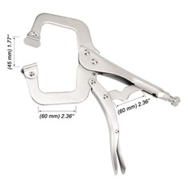 MOUYAT 6 Pack 11 Inch C-Clamp Locking Pliers with Flat Swivel Pads, Vise Grip Clamps Face Welding C Clamp Locking Pliers Set for Woodworking, Building