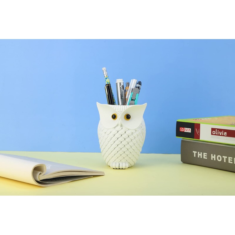 HDMbigmi Owl Pen Holder Makeup Brush Holder Resin Desk Organizer