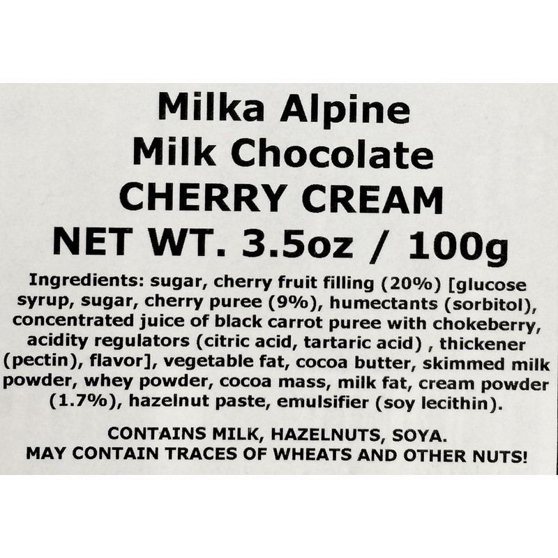 Milka Cherry Cream Chocolate Bar 100g (10-pack)