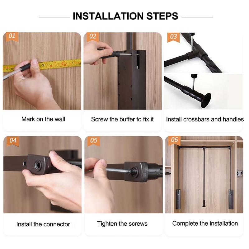 Pull Down Closet Rod for Hanging Clothes, Retractable Wardrobe Hanger
