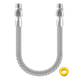 Vaticas Universal Industrial Grade Compressor Jumper Hose 3/4" NPT Male x 20" Length 750°F 450 PSI Flexible Whole Body Stainless Steel Metal Hose, Both Sides Fittings Rotate Freely and Sealing Tape