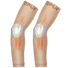 Compression Arm Sleeve, 1 Pair for Unisex, 20-30mmHg Graduated Compression Elbow Sleeve for Recovery, Relieves Pain, Supports Muscles & Joints, Tennis Elbow & Golfers Brace, Edema, Swelling, Beige S