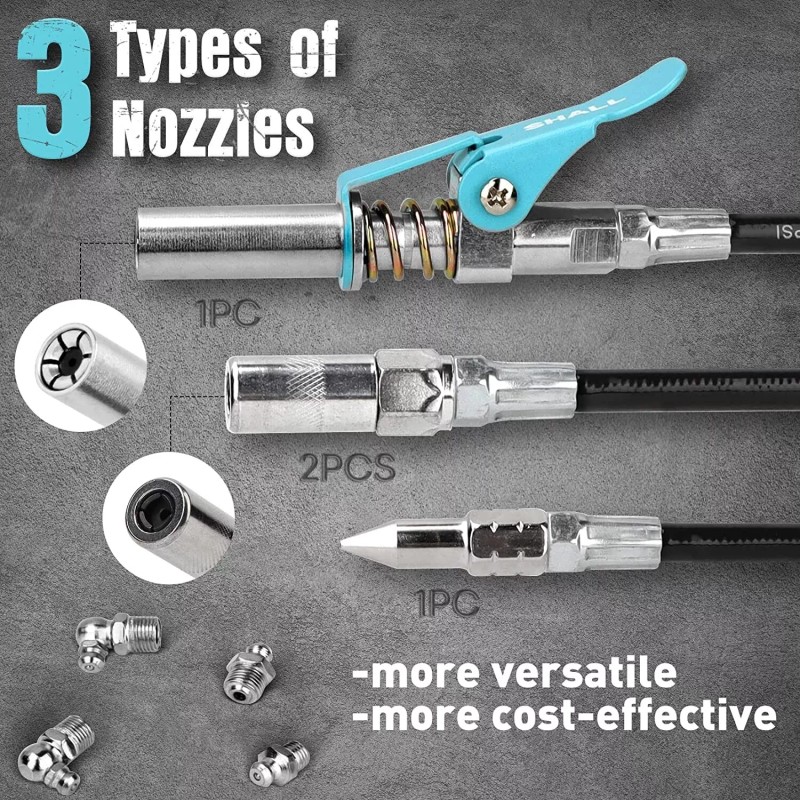 SHALL Professional Heavy Grease Gun, 7000 PSI Heavy Duty Pistol
