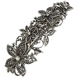 Vintage Silver Green Hair Clip Large