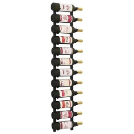 vidaXL 12-Bottle Wall Mounted Wine Rack - Durable Powder-Coated Iron, Stylish Storage Solution, Modern Black Finish, Includes Mounting Materials - Great for Home, Bar, or Wine Cellar