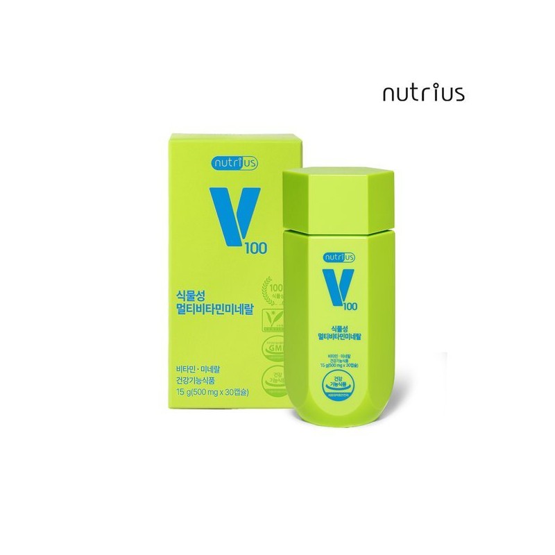 (뉴트리어스)국내최초 100% 식물성 멀티비타민미네랄 30캡슐 (Nutrious) Korea's First 100% Plant-Based