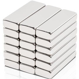 MIN CI Pack of 18 Neodymium Magnets, Extra Strong, 30 x 10 x 5 mm, Flat Strong Mini Magnets, Small Strong Magnets, Rectangular Magnets for Magnetic Board, Fridge, Whiteboard